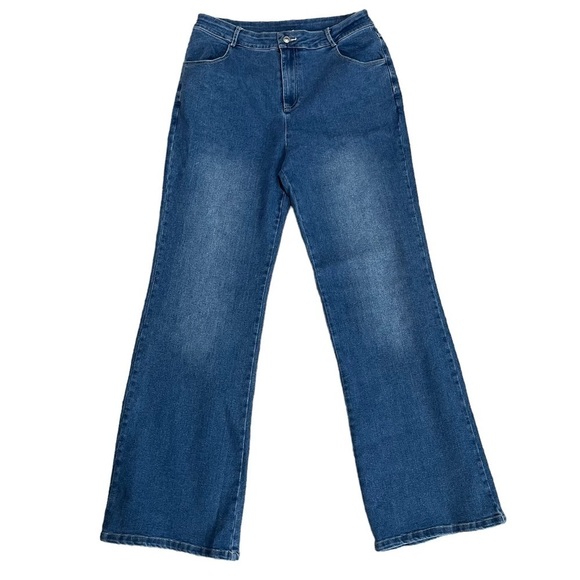 Princess Polly High Waist Straight Leg Jeans Medium Wash Sz 8 - Picture 1 of 9
